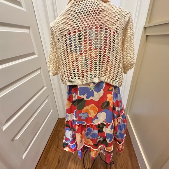 Vibrant Floral Mini Dress with Cream Cardigan - Picture 5 of 5